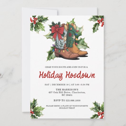 Cowboy Boots Holiday Celebration, Editable Country Kaart (Voorkant)