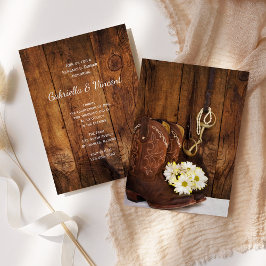 Cowboy Boots Horse Bit Wedding Rehearsal Dinner Kaart