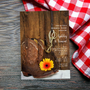 Cowboy Boots Horse Bit Wedding Rehearsal Dinner Kaart