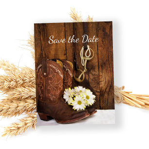 Cowboy Boots Horse Bit Wedding Save the Date Aankondigingskaart
