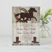 Cowboy Boots Horse Hoefijzer Wedding Invitations Kaart (Staand voorkant)