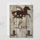Cowboy Boots Horse Hoefijzer Wedding Invitations Kaart (Achterkant)