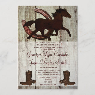 Cowboy Boots Horse Hoefijzer Wedding Invitations Kaart