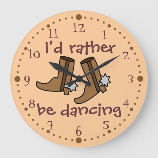 Cowboy Boots in plaats van dansend country Western Grote Klok (Voorkant)