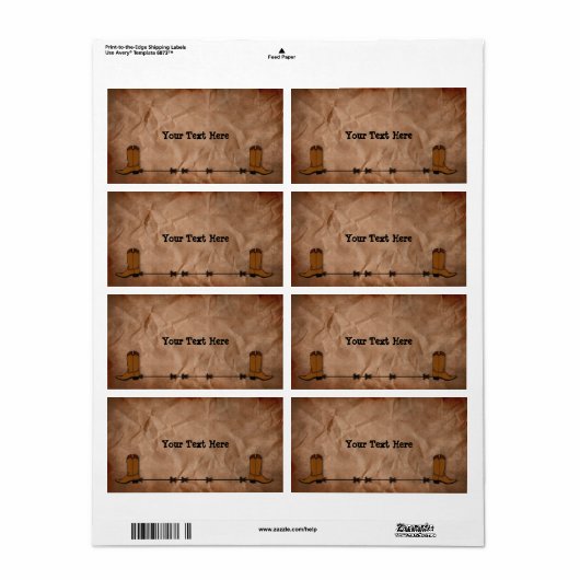Cowboy Boots Label (Full Sheet)