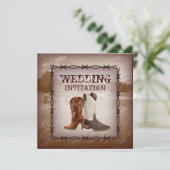 Cowboy Boots Land westerne huwelijksuitnodiging Kaart (Staand voorkant)