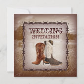 Cowboy Boots Land westerne huwelijksuitnodiging Kaart (Voorkant)