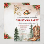 Cowboy Boots Merry Little Country Christmas Party Kaart (Voorkant / Achterkant)