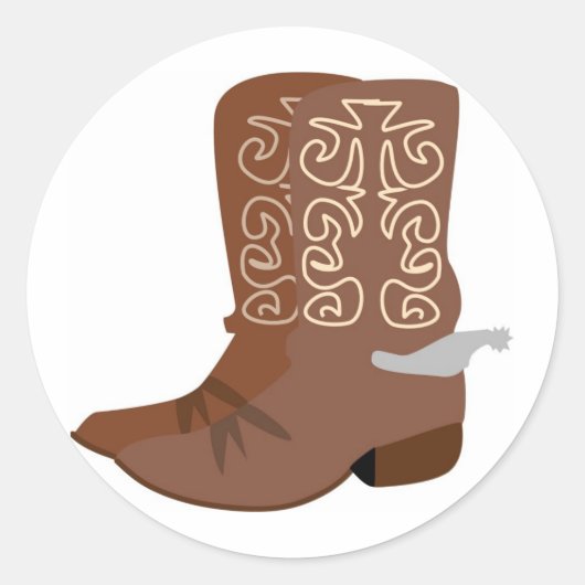 Cowboy Boots met Spurs Ronde Sticker (Voorkant)
