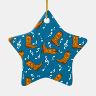Cowboy Boots Muzieknoten Keramisch Ornament