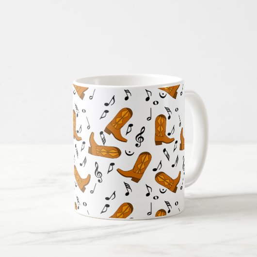 Cowboy Boots Muzieknoten Koffiemok (Voorkant rechts)