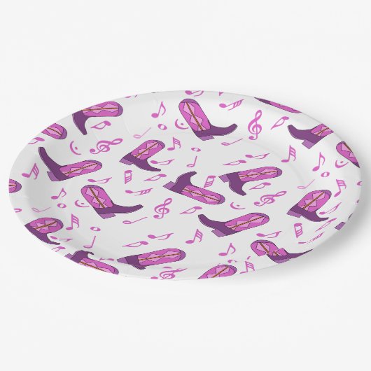 Cowboy Boots Muzieknoten Papieren Bordje (Gekanteld)