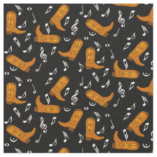 Cowboy Boots Muzieknoten Stof