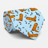 Cowboy Boots Muzieknoten Stropdas (Opgerold)