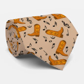 Cowboy Boots Muzieknoten Stropdas (Opgerold)
