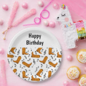 Cowboy Boots Muzieknoten Verjaardag Papieren Bordje (Feest)