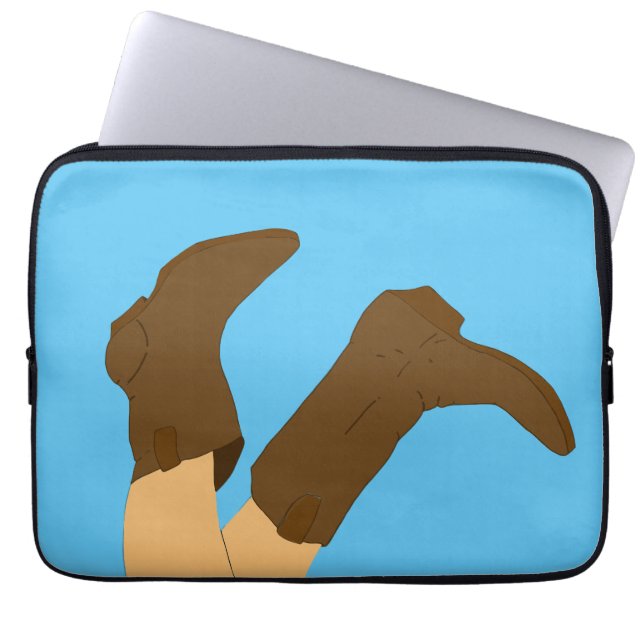 Cowboy Boots op Light Blue Background Laptop Sleeve (Voorkant)