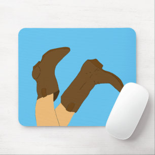 Cowboy Boots op Light Blue Background Muismat