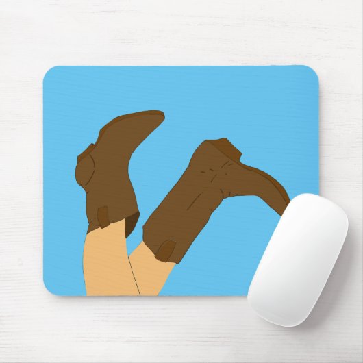 Cowboy Boots op Light Blue Background Muismat (Met muis)