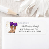 Cowboy Boots Paarse Rozen Return Address Label (Insitu)
