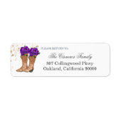 Cowboy Boots Paarse Rozen Return Address Label (Voorkant)