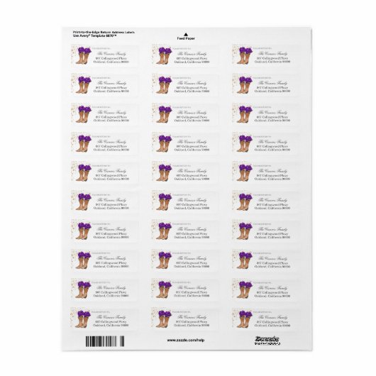 Cowboy Boots Paarse Rozen Return Address Label (Full Sheet)