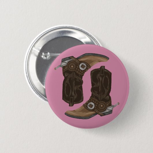 Cowboy Boots Pattern Ronde Button 5,7 Cm (Voorkant /achterkant)
