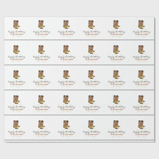 Cowboy Boots-Personalized 16th Birthday Cadeaupapier (Vlak)