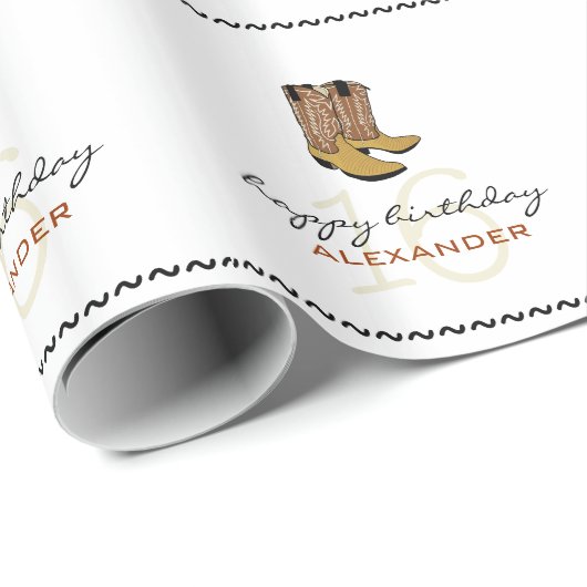 Cowboy Boots-Personalized 16th Birthday Cadeaupapier (Rol Hoek)