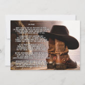Cowboy Boots Pet begrafenisdienst Kaart (Achterkant)