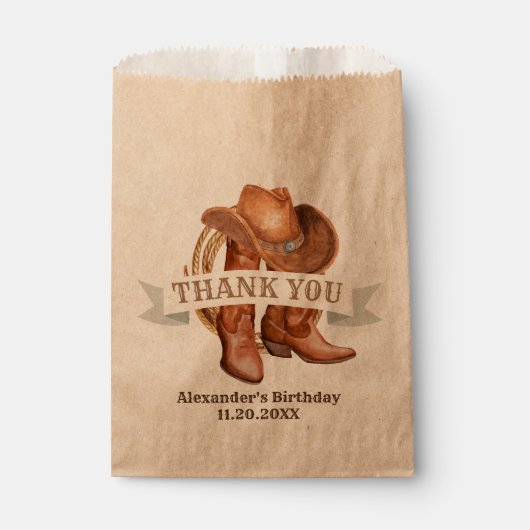Cowboy Boots, Pet en Lasso Bedankzakje (Voorkant)