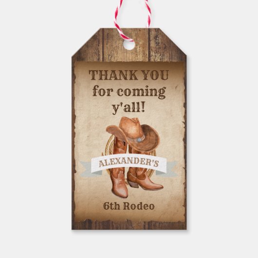 Cowboy Boots, Pet en Lasso Cadeaulabel (Voorkant)