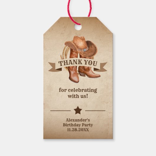 Cowboy Boots, Pet en Lasso Cadeaulabel (Voorkant)