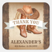 Cowboy Boots, Pet en Lasso Vierkante Sticker (Voorkant)