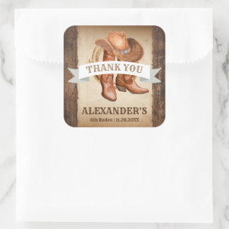 Cowboy Boots, Pet en Lasso Vierkante Sticker
