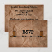 Cowboy Boots Receptie RSVP Kaart (Voorkant / Achterkant)