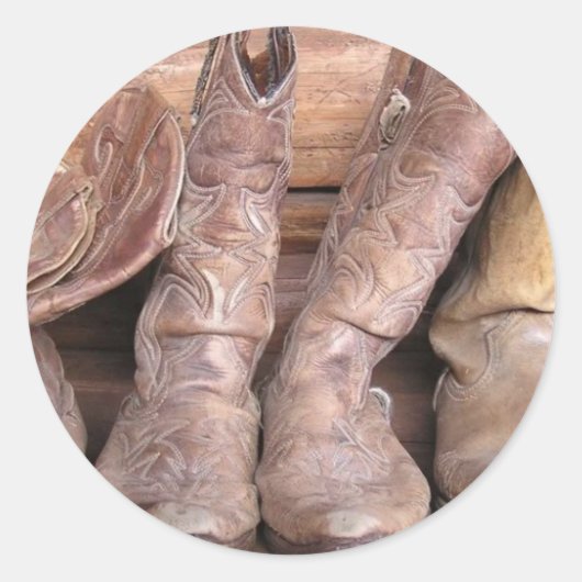 Cowboy Boots Ronde Sticker (Voorkant)