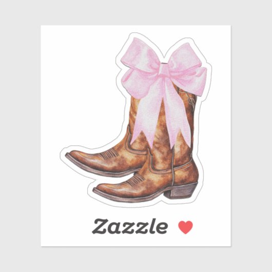 Cowboy Boots Roze Bow Sticker - Westerne Sticker (Vel)