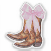 Cowboy Boots Roze Bow Sticker - Westerne Sticker (Voorkant)