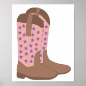 Cowboy Boots Roze Bruin Paarse Sterren Poster (Voorkant)