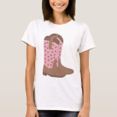 Cowboy Boots Roze Bruin Paarse Sterren T-shirt (Voorkant)