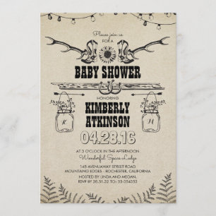 Cowboy Boots Rustic Country Baby shower Kaart