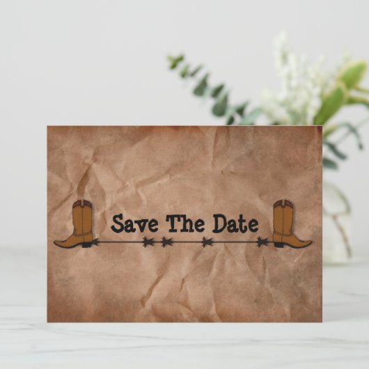 Cowboy Boots sparen de datum Save The Date (Staand voorkant)