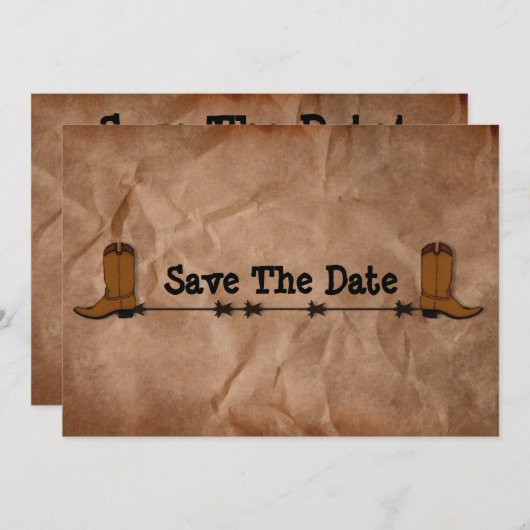 Cowboy Boots sparen de datum Save The Date (Voorkant / Achterkant)