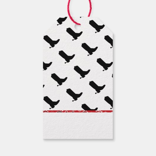 Cowboy Boots Spurs Silhouette Bandana Westerne Tek Cadeaulabel (Achterkant)