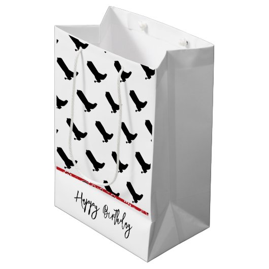 Cowboy Boots Spurs Silhouette Pattern Bandana Medium Cadeauzakje (Voorkant Gekanteld)