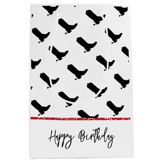 Cowboy Boots Spurs Silhouette Pattern Bandana Medium Cadeauzakje (Voorkant)