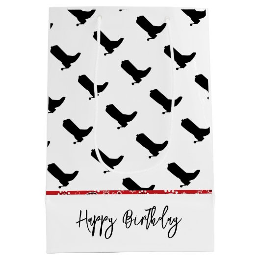 Cowboy Boots Spurs Silhouette Pattern Bandana Medium Cadeauzakje (Achterkant)