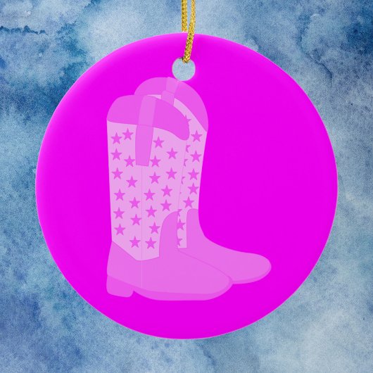 Cowboy Boots Stars Roze Keramisch Ornament