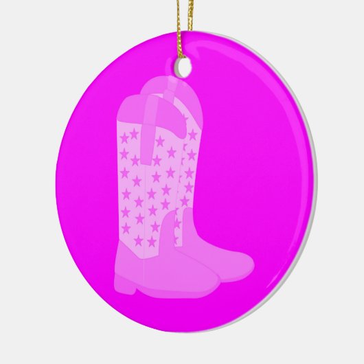 Cowboy Boots Stars Roze Keramisch Ornament (Links)